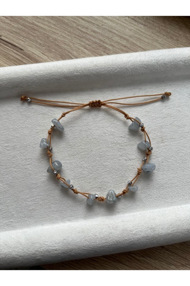 Aquamarine adjustable string bracelet & anklet natural stone