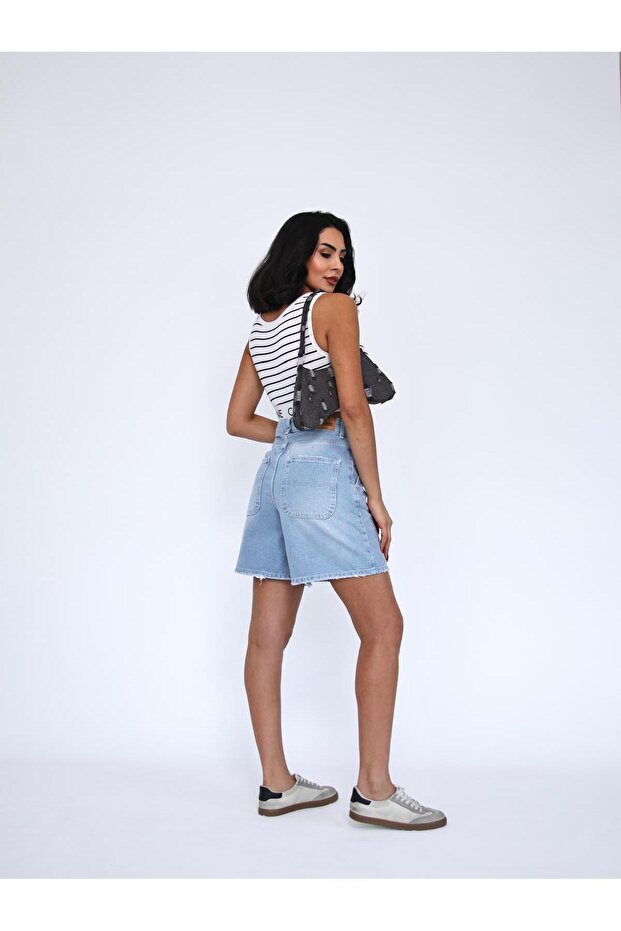 KADIN SORT MİNİ BUZ MAVİ - 4