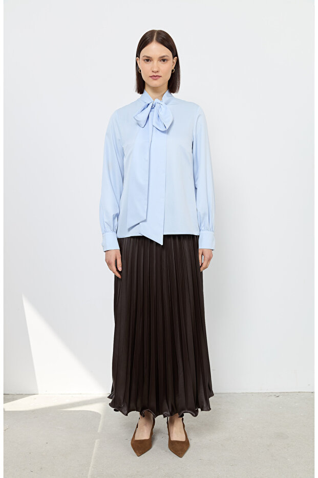 Fiyonklu Basic Gömlek Bebe Mavi - 7