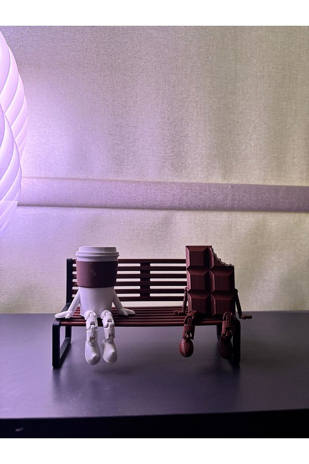 Dekoratif Kahve Köşesi Ayakli Biblo - 4’lü Set Kahve Çekirdeği,cikolata,kupa,bardak Bench Hediyeli - 4