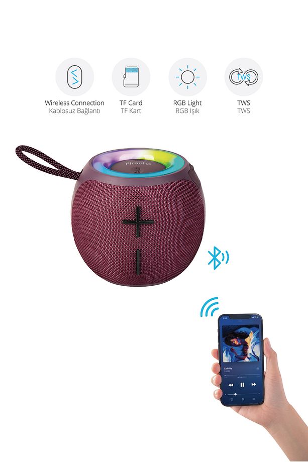 7837 Kablosuz Tws Bluetooth Hoparlör / Usb & Tf Kart Girişi / Farklı Rgb Işık Modları - 1