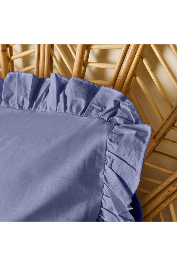 Soft Basic Ruffled 2-Piece Pillow Case - Navy Blue - 50X70 cm - 2