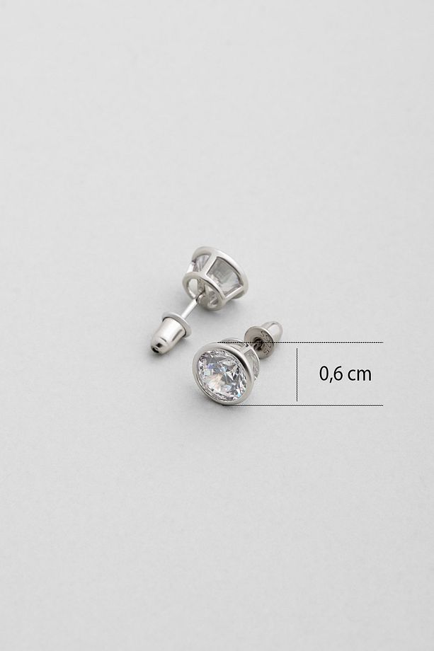 Minimal Erkek Gümüş Tek Taş Küpe - 3