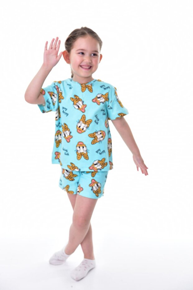 Girls' Short Sleeve Shorts Summer Set Home Pajamas Set