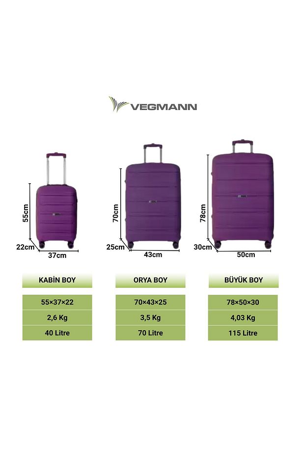 Polipropilen (PP) Atlas Violet Büyük Boy Valiz - 8