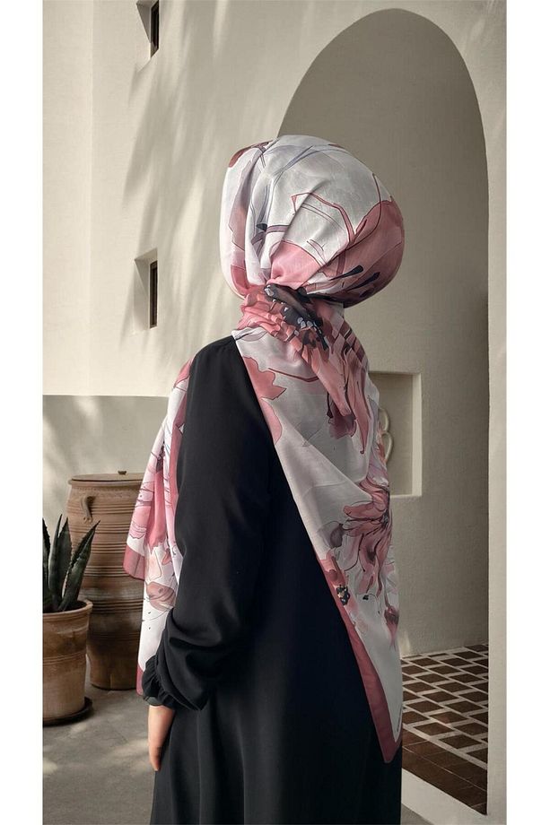 Gül Desen Pembe Pamuksu Soft Şal - 3