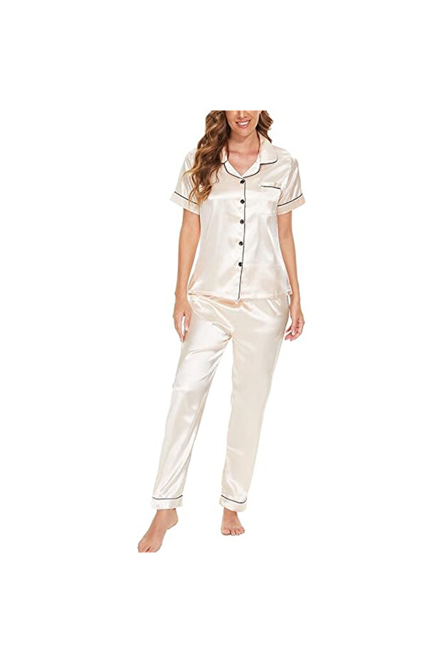 Women's Luxurious Silk Satin Pajama Set - Soft and Comfortable Short Sleeve Nightwear