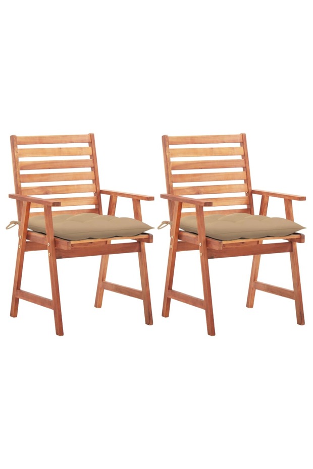 Outdoor Dining Chairs 2 pcs with Cushions Solid Acacia Wood