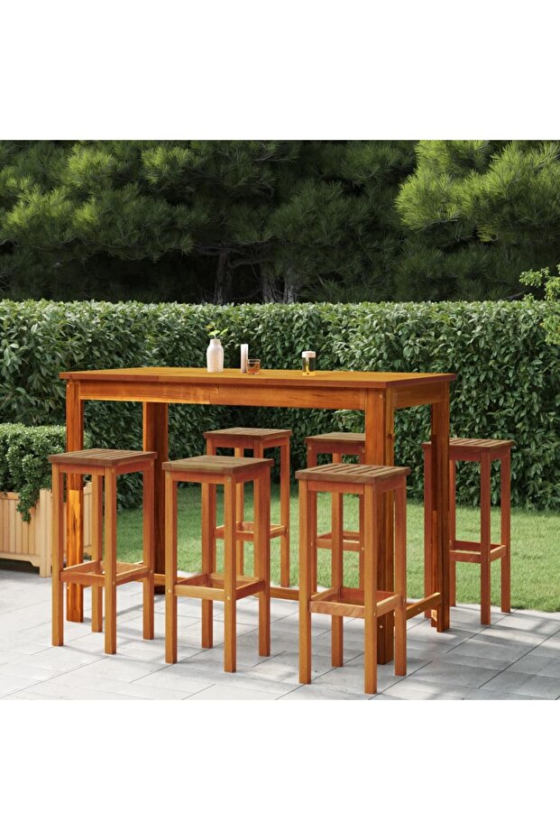 Bar Stools 6 pcs Solid Wood Acacia
