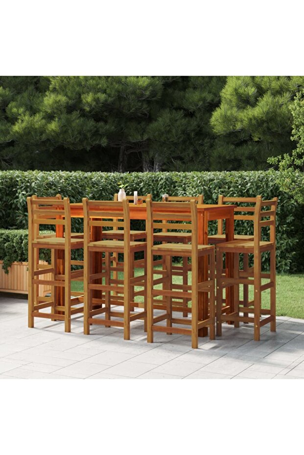 Bar Stools 8 pcs Solid Wood Acacia