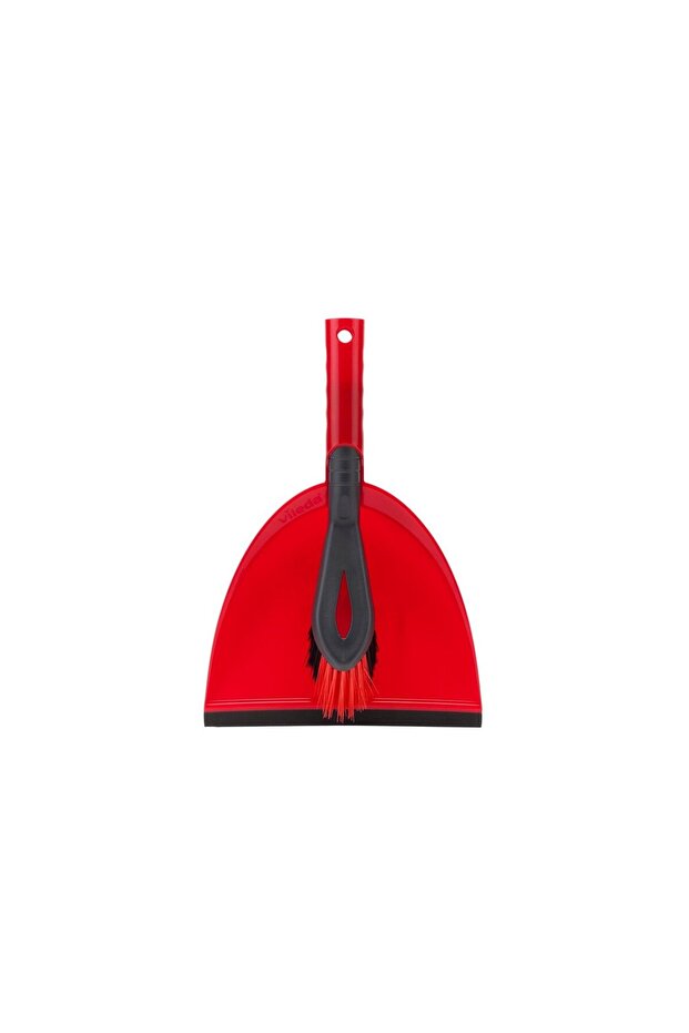 Dustpan Set 2 in 1 with Soft & Hard Bristles – 33 x 23 cm – Red/Black