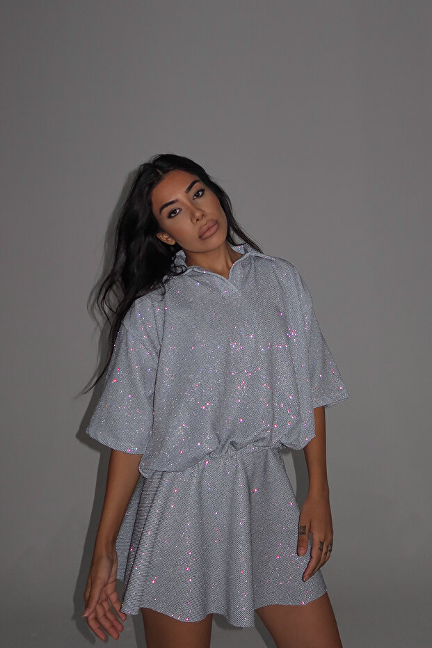 Polo yaka simli elbise - 6