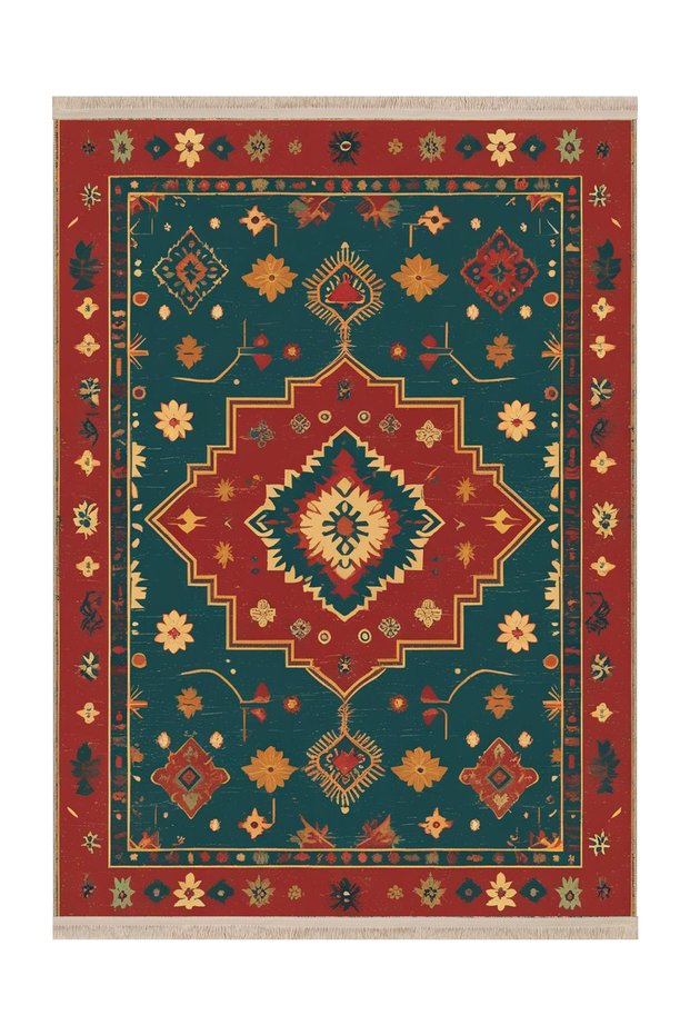 Mosso Multicolor Traditional Patterned Woven Base Modern Decorative Carpet Mosso25