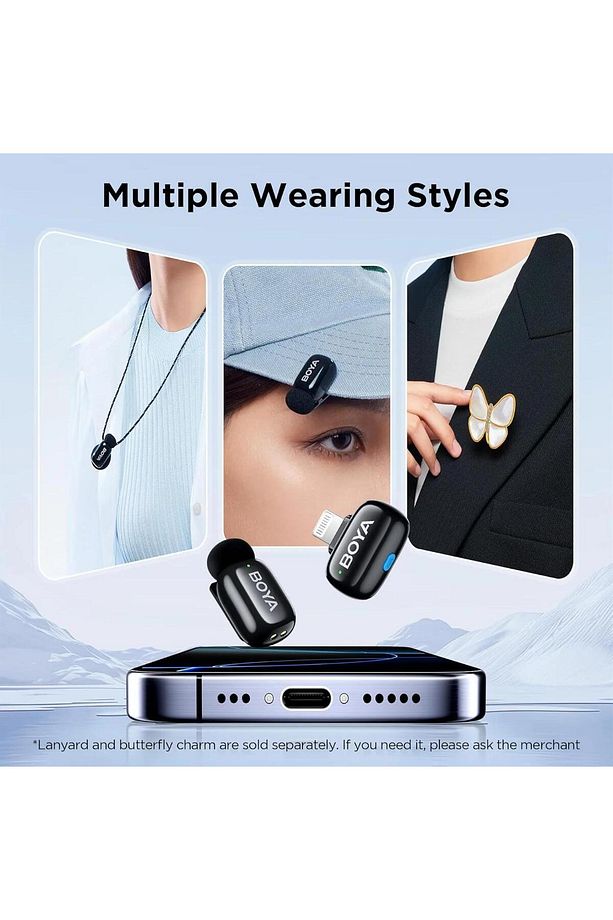 Mini-16 (1TX+1RX) iphone-ipad için Gürültü Engelleyicili Kablosuz Yaka Mikrofonu Lightning Devi - 5