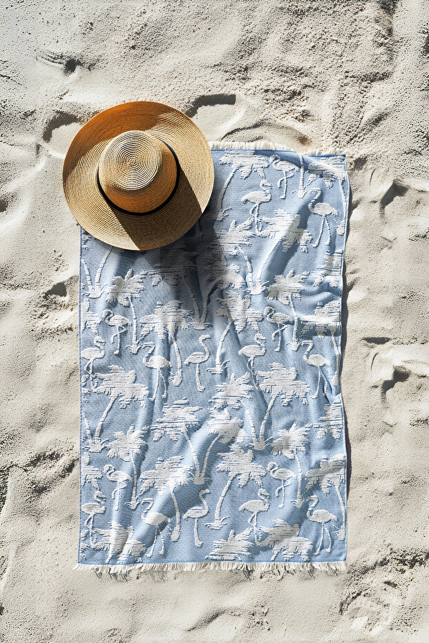 Flamingo Beach Towel Blue