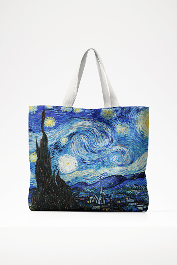 Van Gogh Starry Night Cotton Column Beach and Daily Shoulder Bag