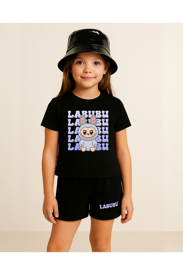 Labubu Design Yazlık T-Shirt-Şort Çocuk Takımı - 1