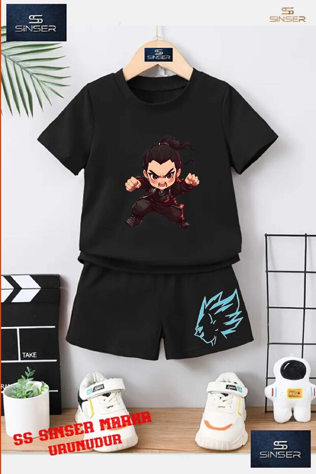 Kids “Anime Ninja Child“ Custom Printed Crew Neck T-Shirt - Shorts Set