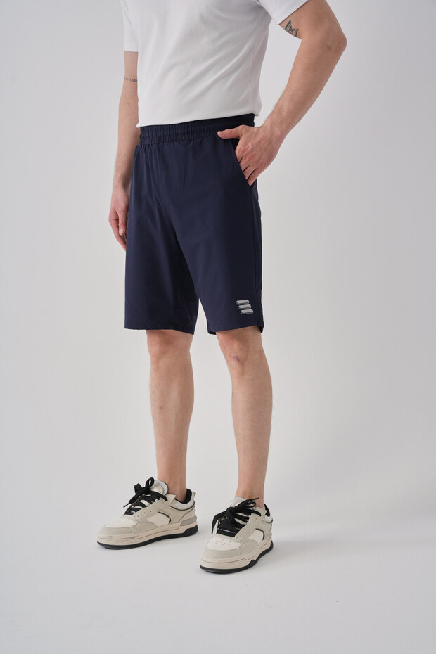 Men's Summer Shorts Navy Blue Print Detailed Comfortable Fit