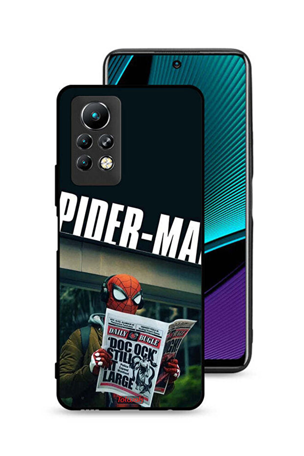 غطاء حماية لهاتف Infinix Note 11 Pro بتصميم سبايدرمان يقرأ جريدة