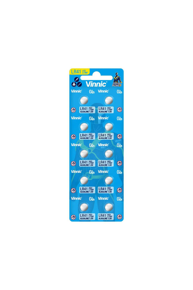 LR41 / AG3 (L736F) Alkaline 1.5V Button Cell Batteries - 10 Pieces