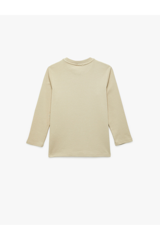 Crew Neck Cotton Basic Long Sleeve Basic T-Shirt - 2