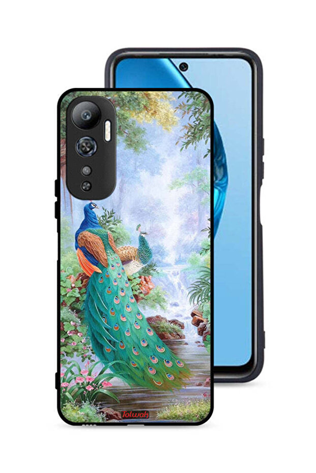غطاء حماية لهاتف Infinix Hot 20 4G بنقشة الطاووس