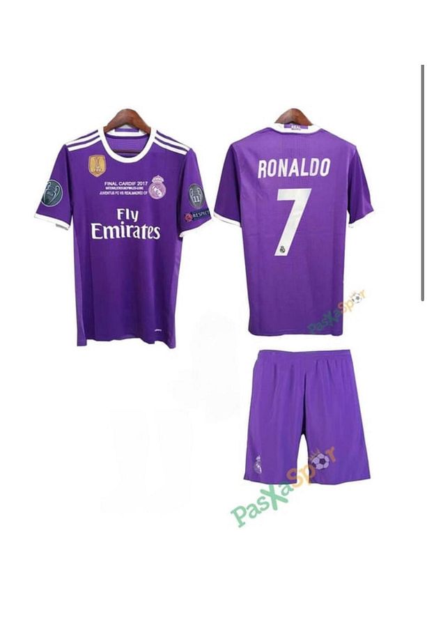R.e.a.l M.a.d.r.i.d 17/18 Cristiano Ronaldo Mor RENK Çocuk Forması 2'lü Seti - 1