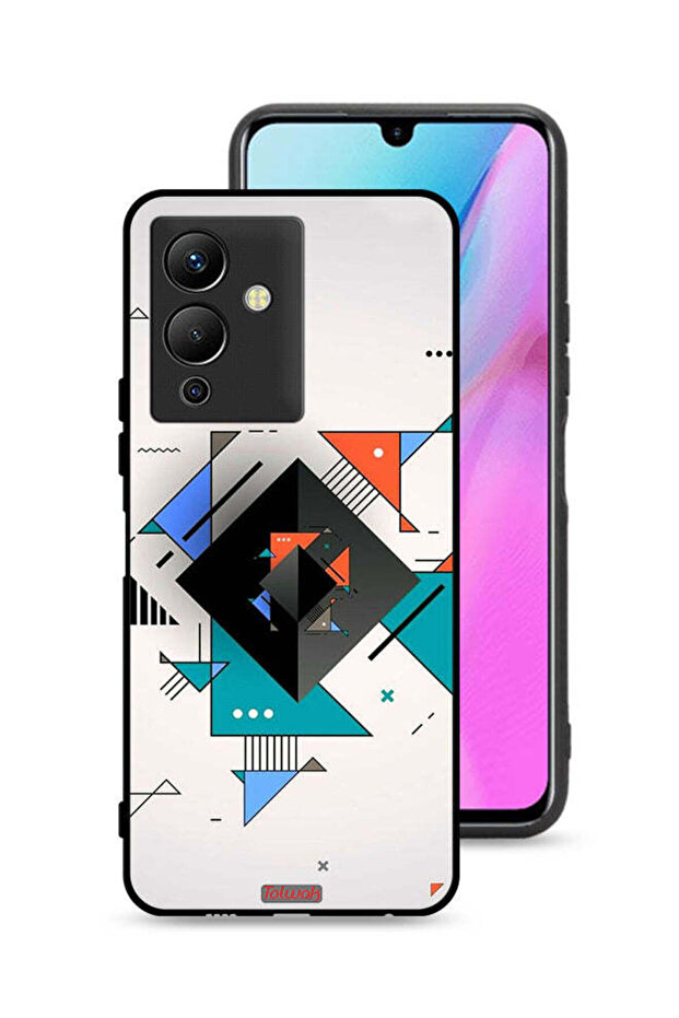 غطاء حماية لهاتف Infinix Note 12 5G بأشكال مربعة ومثلثة ونمط تجريدي