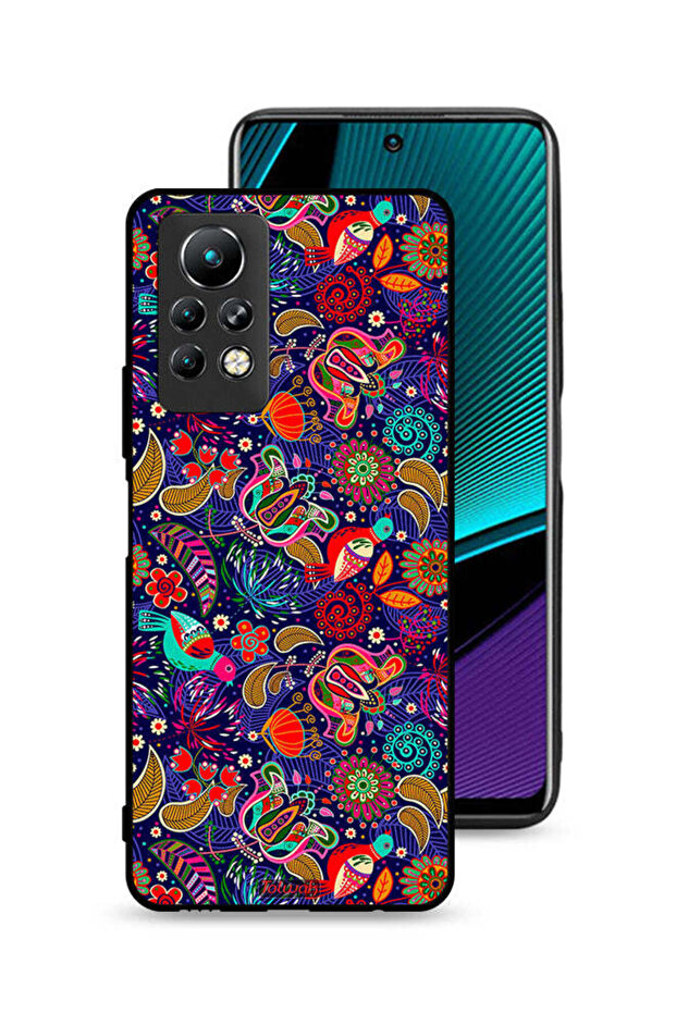 غطاء حماية لهاتف Infinix Note 11 Pro بنقشة أوراق طيور وزهور ملونة