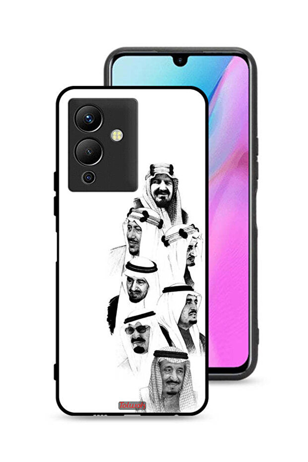 غطاء حماية لهاتف إنفينيكس نوت 12 برو 5G، فن ملوك السعودية، أبيض وأسود