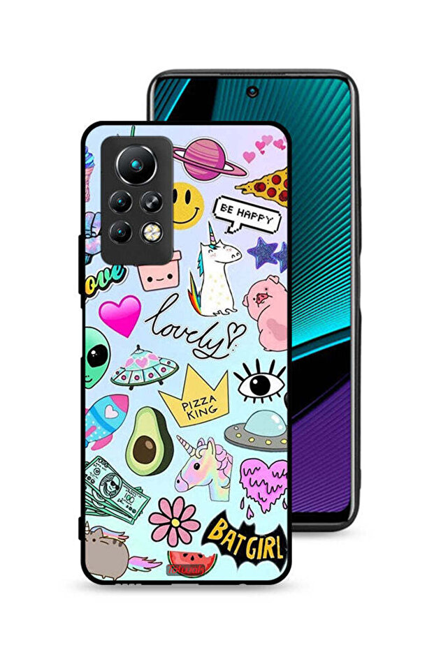 غطاء حماية لهاتف Infinix Note 11 Pro بملصقات جميلة