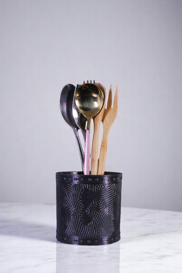 Countertop Cutlery Decorative Vertical Cutlery Cylinder Cutlery Black Color Model 82