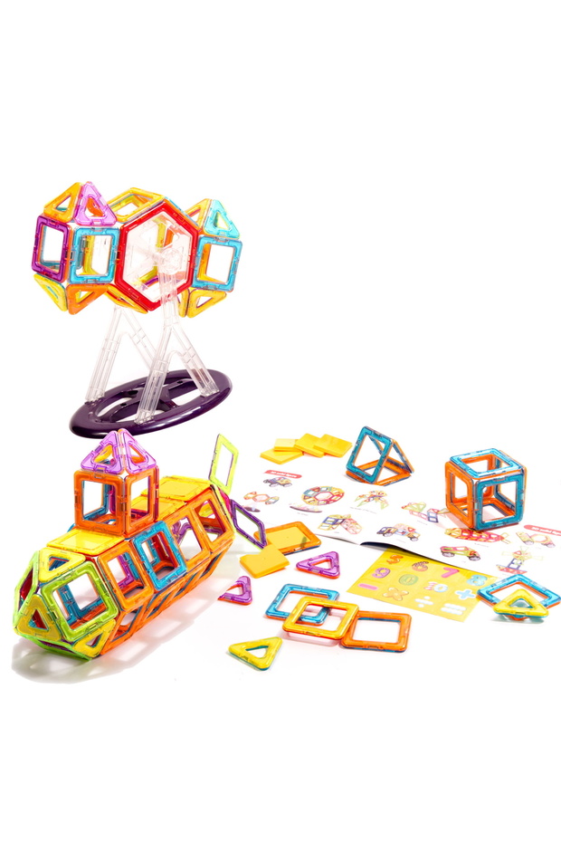 Set Inteligent de Constructie Smart Magnets 3D idealSTORE, Include 52 de Elemente Magnetice Multicol - 1