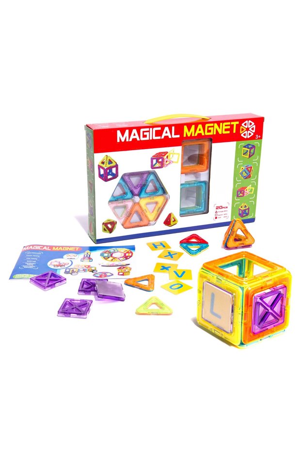 Set Inteligent de constructie Magical Magnet IdealStore, Include 20 de Piese Multicolore, Educativ-
