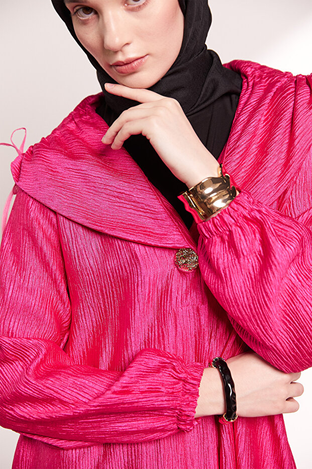 Düğmeli Jakarlı Kap - 5