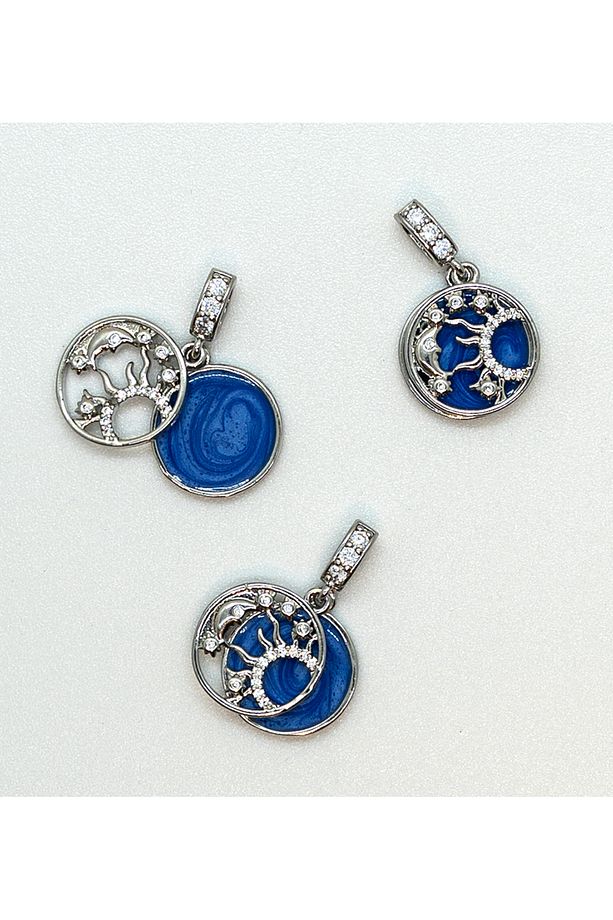 Çift Charm Kolye Ucu – Mini Göksel Charm – Ay ve Yıldız İkilisi Kolye Ucu – 8x22 mm Çift Charm - 3