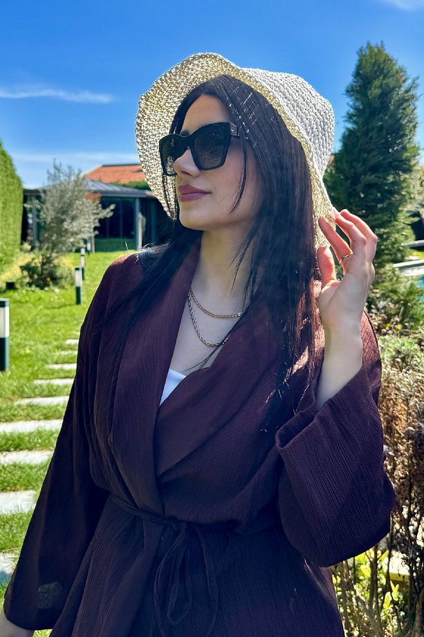 Basic Örgü Bucket Hasır Şapka Bej - 2