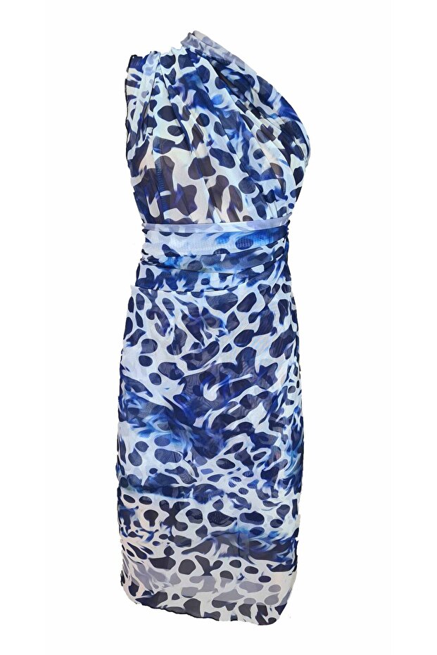 Curve Mesh Transparan Mavi Leopar Pareo - 4