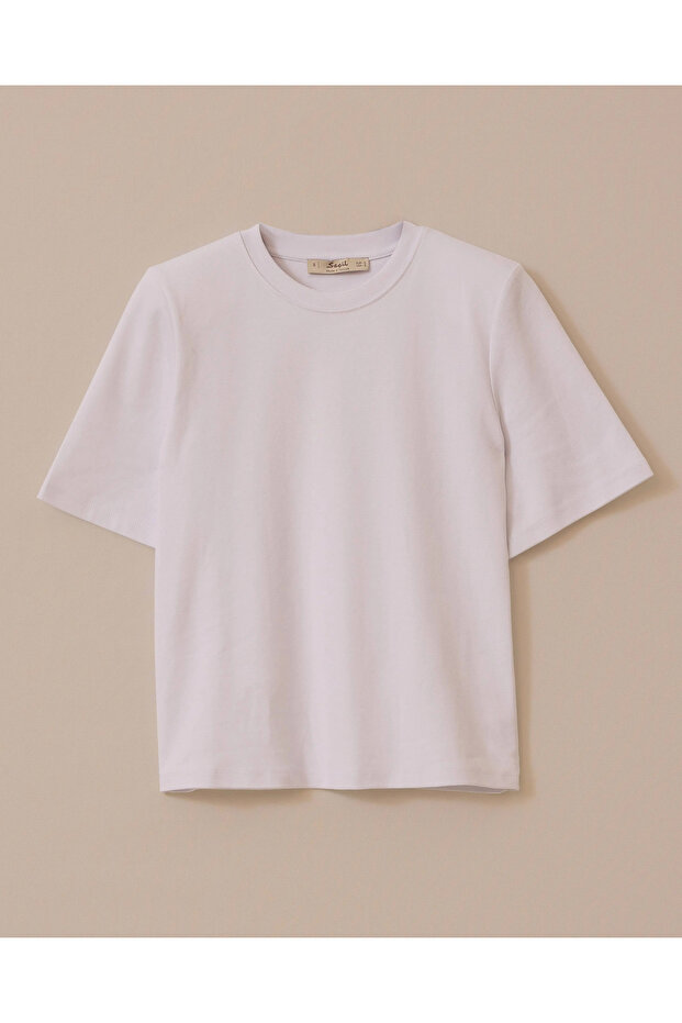 Vatkalı Kısa Kollu Basic Tişört - 6