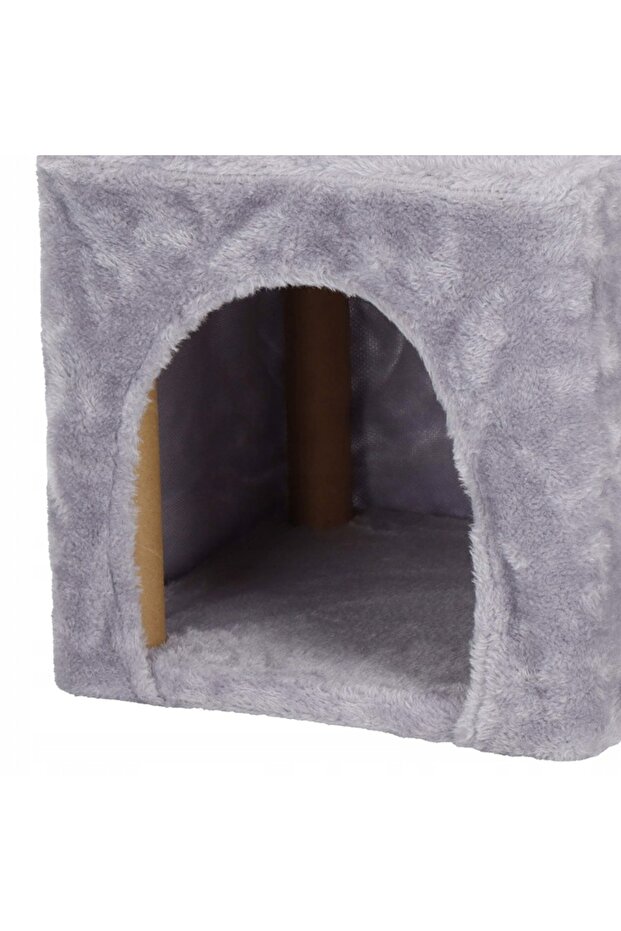 Cat play set, with scratching post, hidden, platform, 62cm, gray - 22