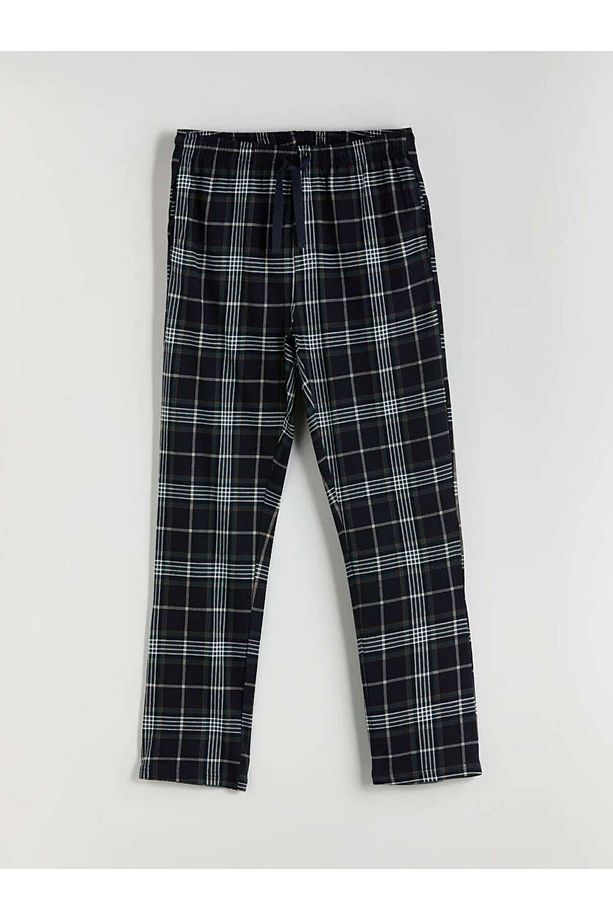 Lacivert Standart Kalıp Ekose Erkek Pijama Alt - 5