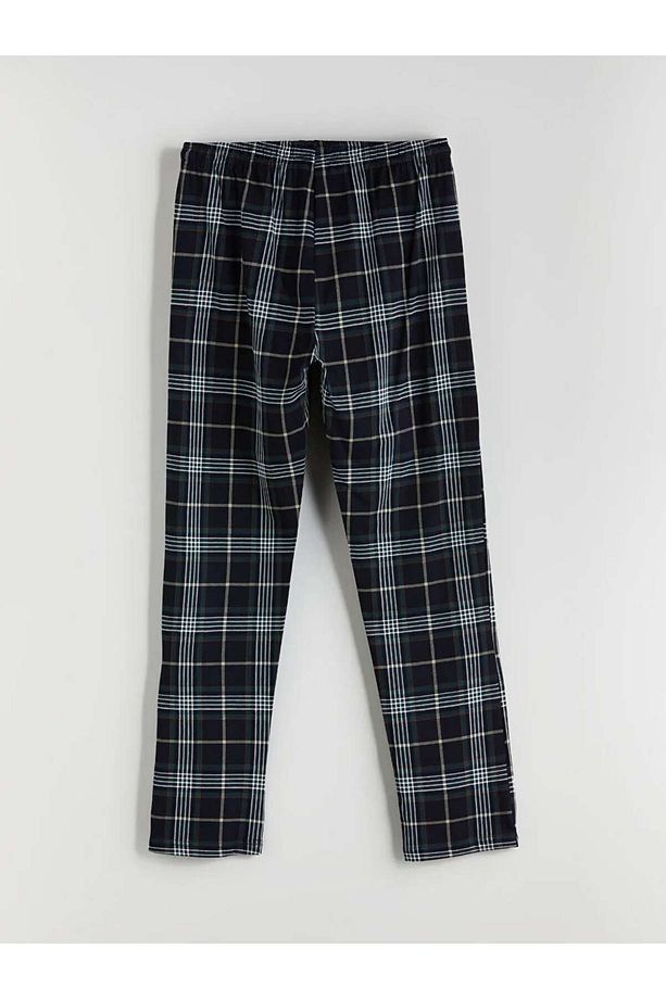 Lacivert Standart Kalıp Ekose Erkek Pijama Alt - 7