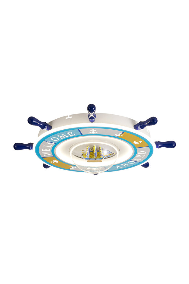 LOUI Led ceiling light, with ship's rudder pattern for children's room 8027-01 66x14.5cm Blue - 1
