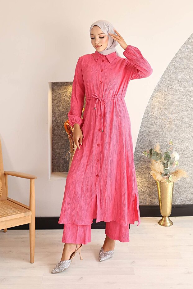 Long Suit with Slit Detail Fuchsia