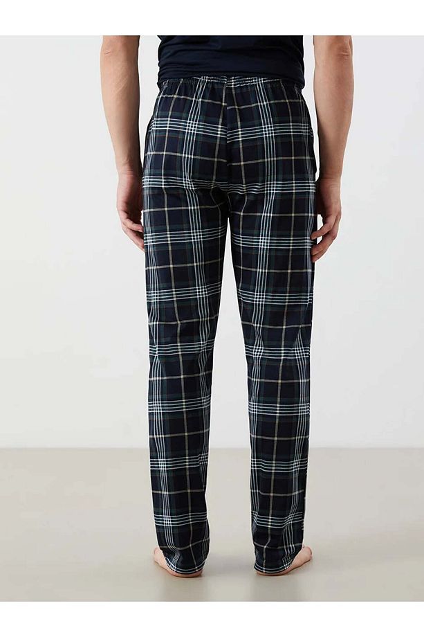 Lacivert Standart Kalıp Ekose Erkek Pijama Alt - 4