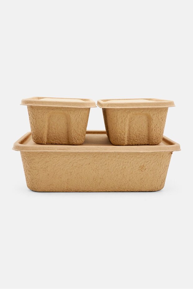 3 Pcs Paper Pulp Box, Light Beige - 2