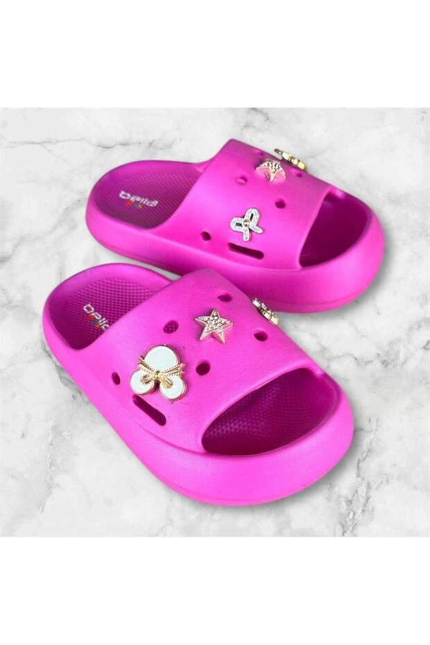 Female Child Pink Stone Ultrasoft Sole Beach Pool Daily Slippers