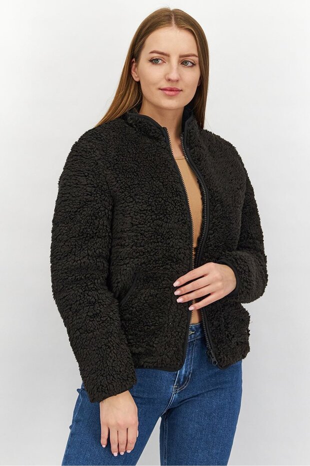 Women Faux Fur Soft Shell Jacket, Black
