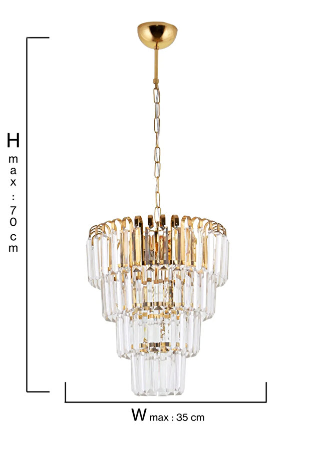 Bahar 35 Lik 4 Katlı Sarı ( Altın -gold) Sarkıt Avize - 2